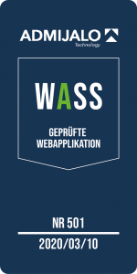 Siegel WASS geprüfte Webapplikation – cyberberater.eu - Siegelstelle: Admijalo Technology